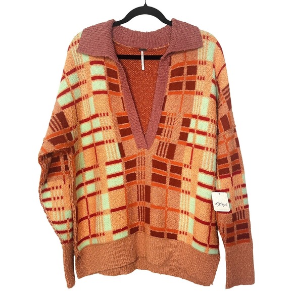 Free People Ruben Sweater Size XS Oversized NWT Boho Festival Preppy Revival Y2K